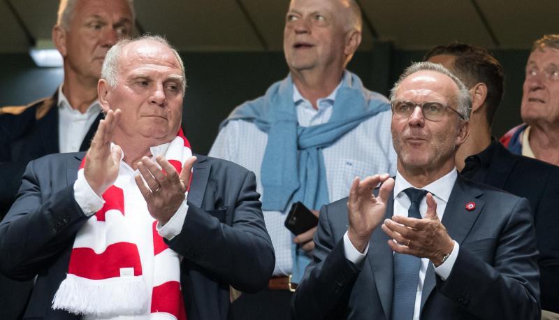 Bayern-Bosse: Präsident Uli Hoeneß (l) und Vorstandschef Karl-Heinz Rummenigge. Bayern-Bosse: Präsident Uli Hoeneß (l) und Vorstandschef Karl-Heinz Rummenigge.