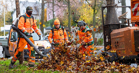 Das Betriebsamt Heilbronn mit einem seiner Reinigungsteams in Aktion. Mit dabei: Der umstrittene Laubbläser. Das Betriebsamt Heilbronn mit einem seiner Reinigungsteams in Aktion. Mit dabei: Der umstrittene Laubbläser.